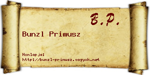 Bunzl Primusz névjegykártya